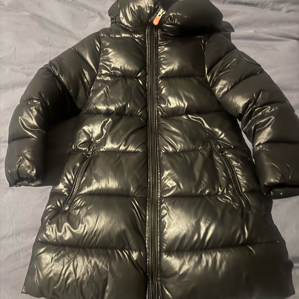 SAVE THE DUCK Shiny Black Kids Puffer Coat